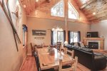 Arrow Lodge- Dining area  with vaulted ceiling.
